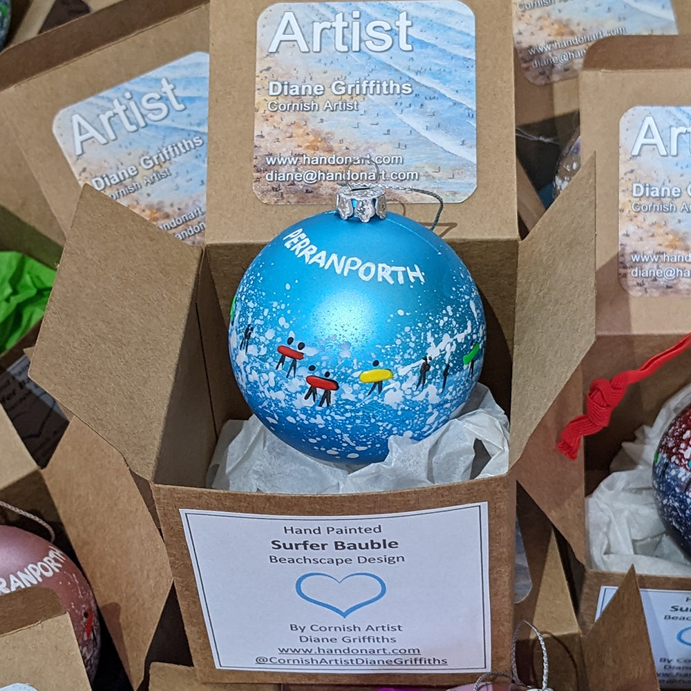 Hand Painted Bauble - Perranporth - Choose Colour