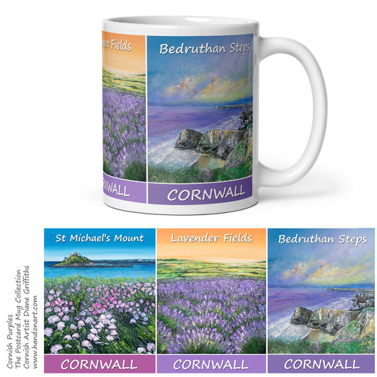 Cornish Purples Postcard Mug