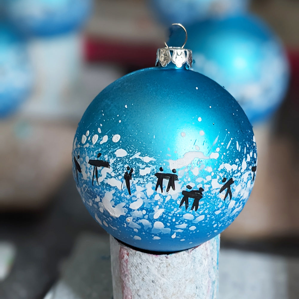 Hand Painted Bauble - Surfer - Blue - Customise Text