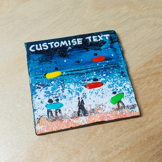 Hand Painted Fridge Magnet - Surfers Blue - Customise Text