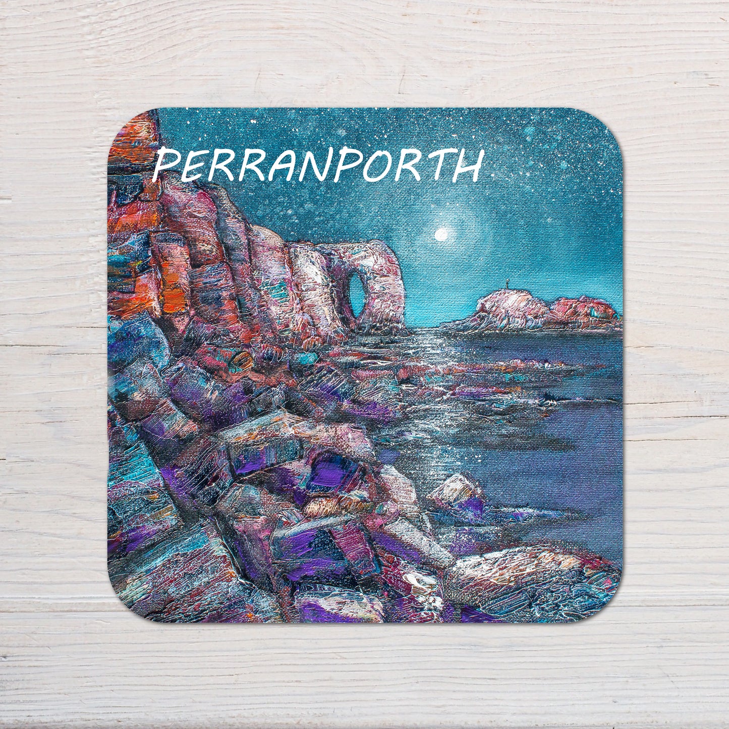 Moonlight over Chapel Rock Perranporth Coaster