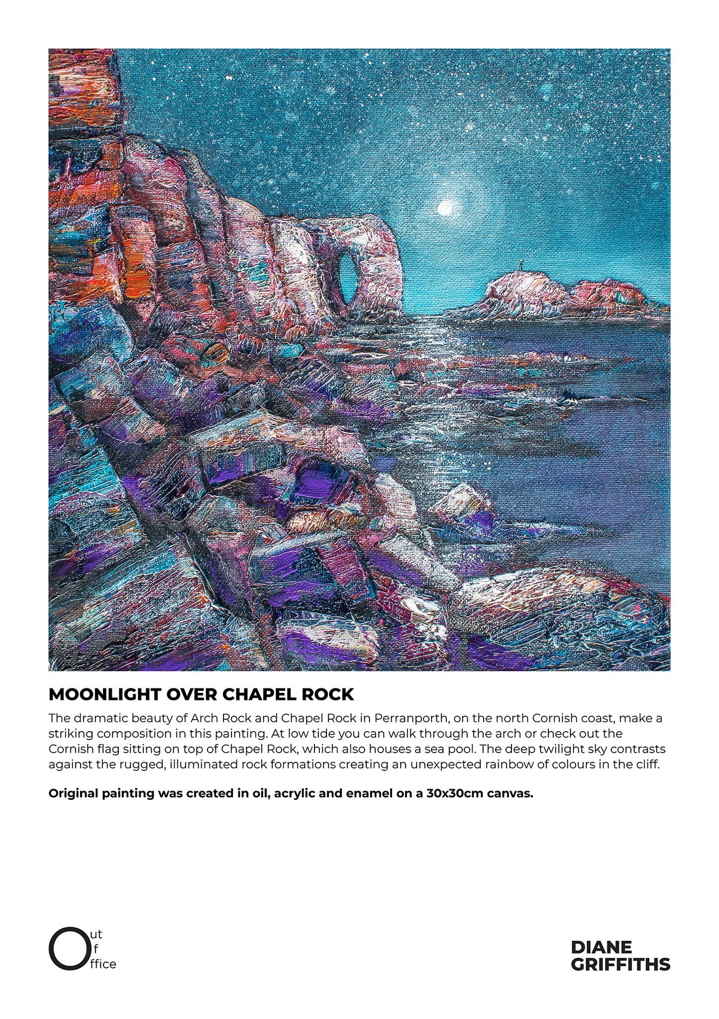 Moonlight Over Chapel Rock Perranporth Original Art