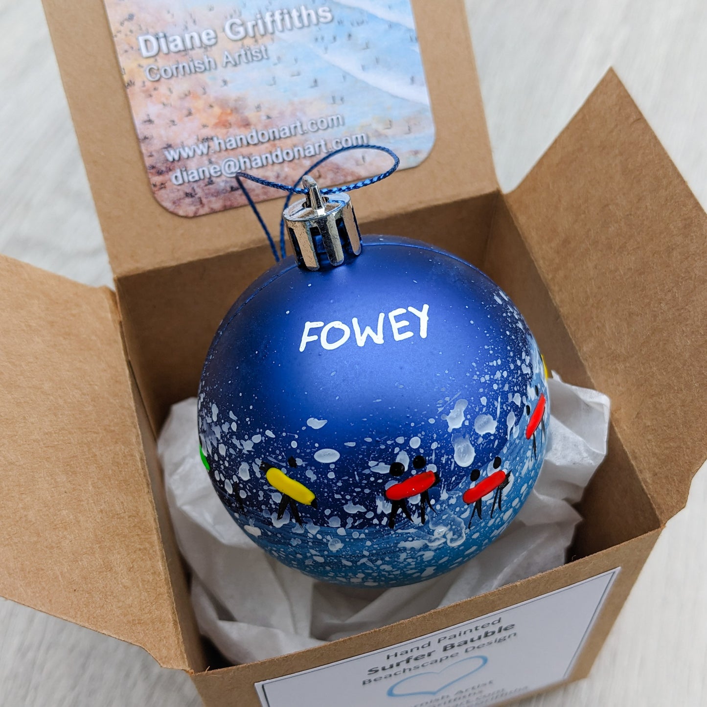 Hand Painted Bauble - Fowey - Choose Colour