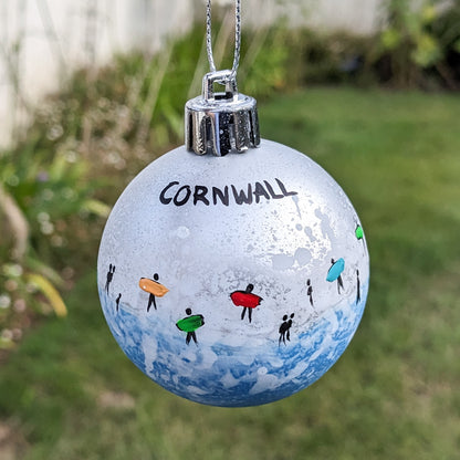 Hand Painted Bauble - Silver - Customise Text