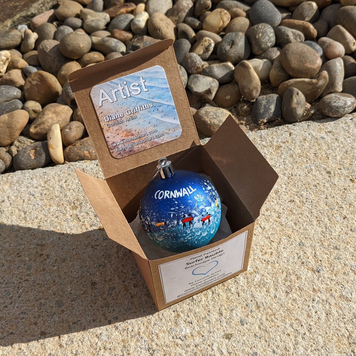 Hand Painted Bauble - Dark Blue - Customise Text