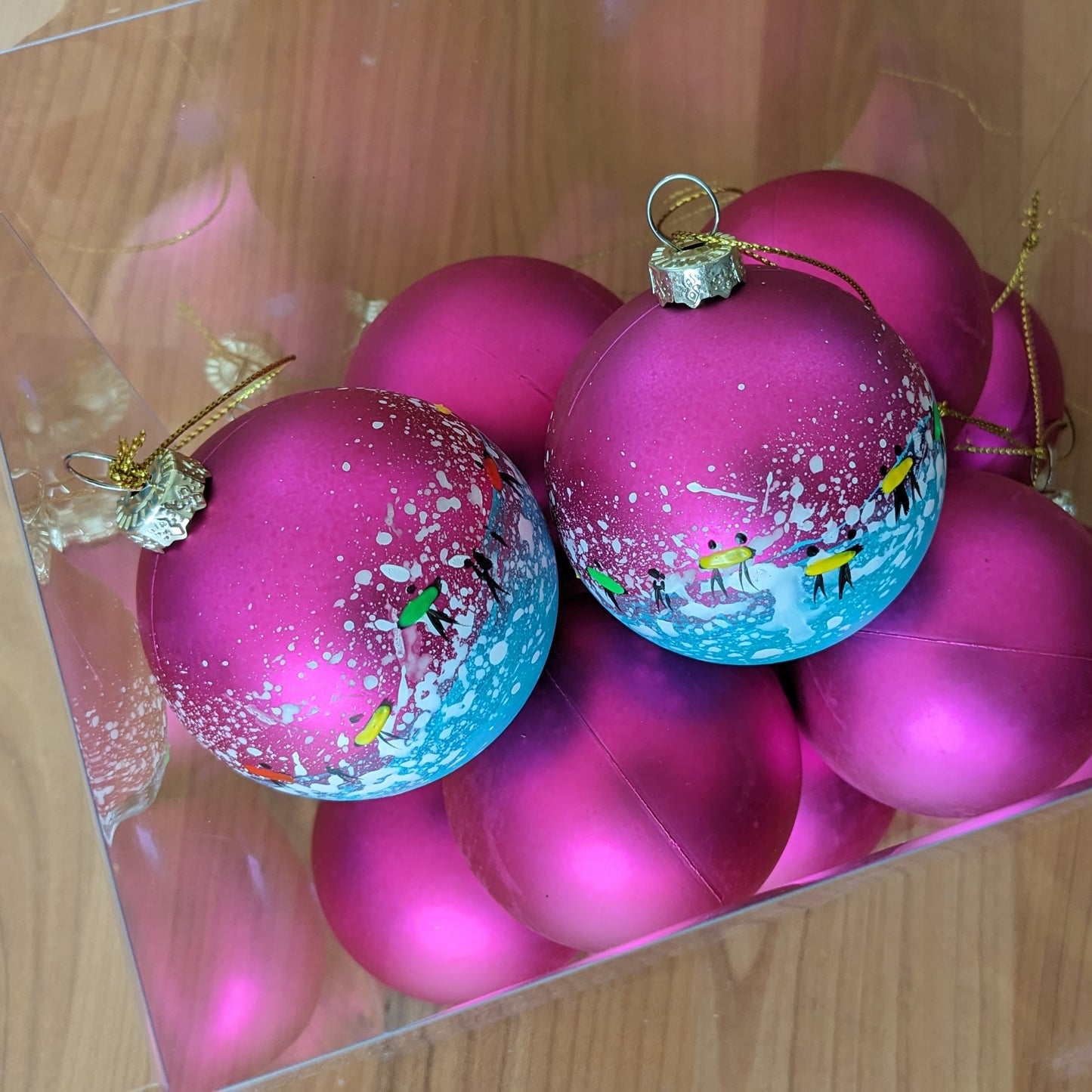 Hand Painted Bauble - Surfer - Pink - Customise Text