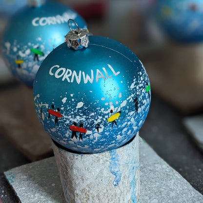 Hand Painted Bauble - Light Blue - Customise Text