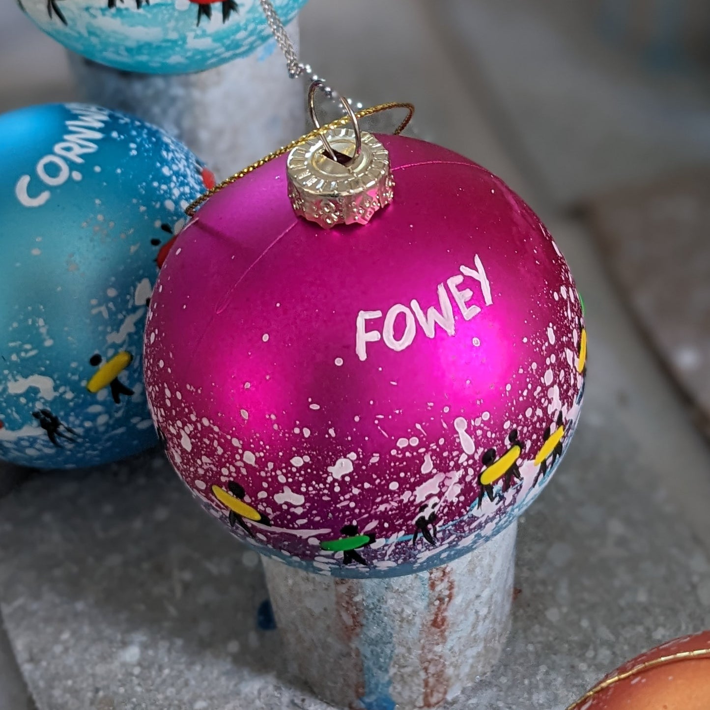 Hand Painted Bauble - Fowey - Choose Colour