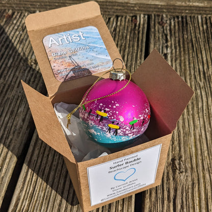 Hand Painted Bauble - Kynance Cove - Choose Colour