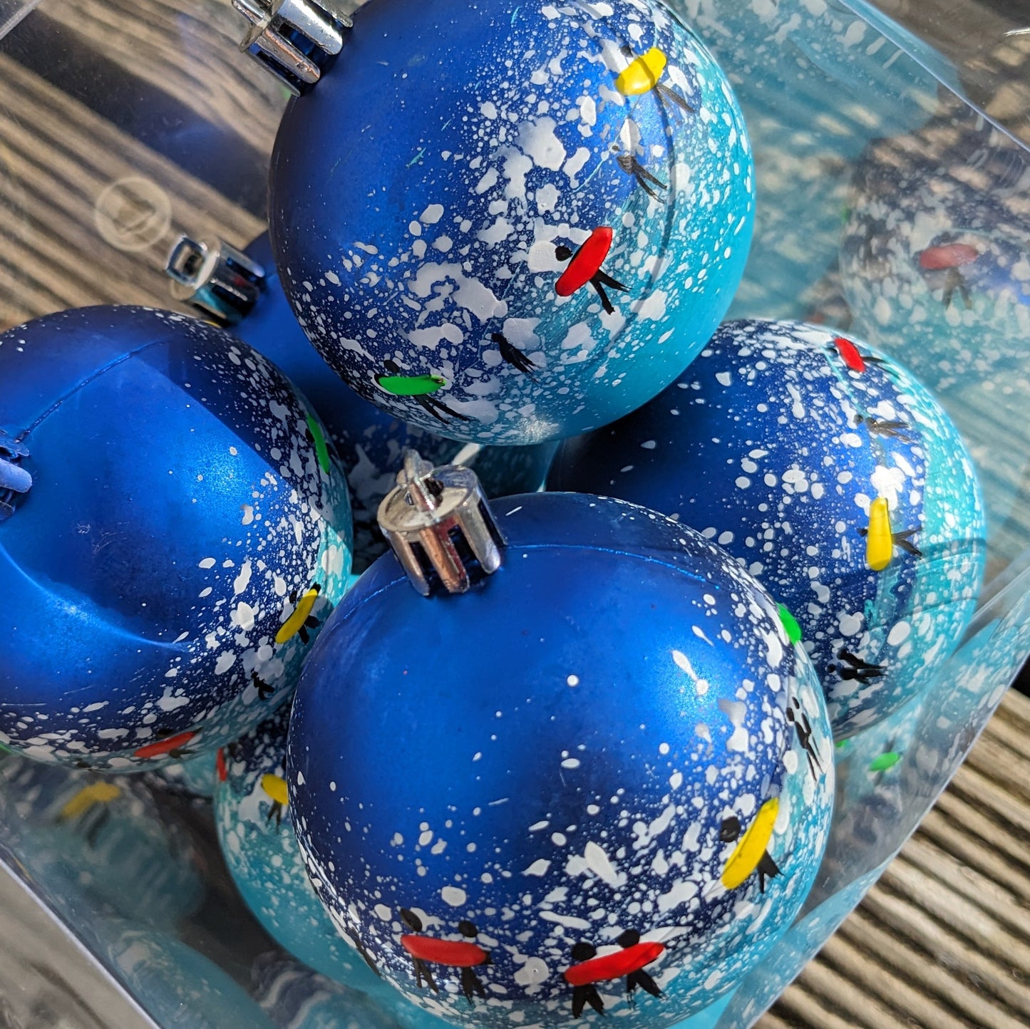 Hand Painted Bauble - Surfer - Dark Blue - Customise Text