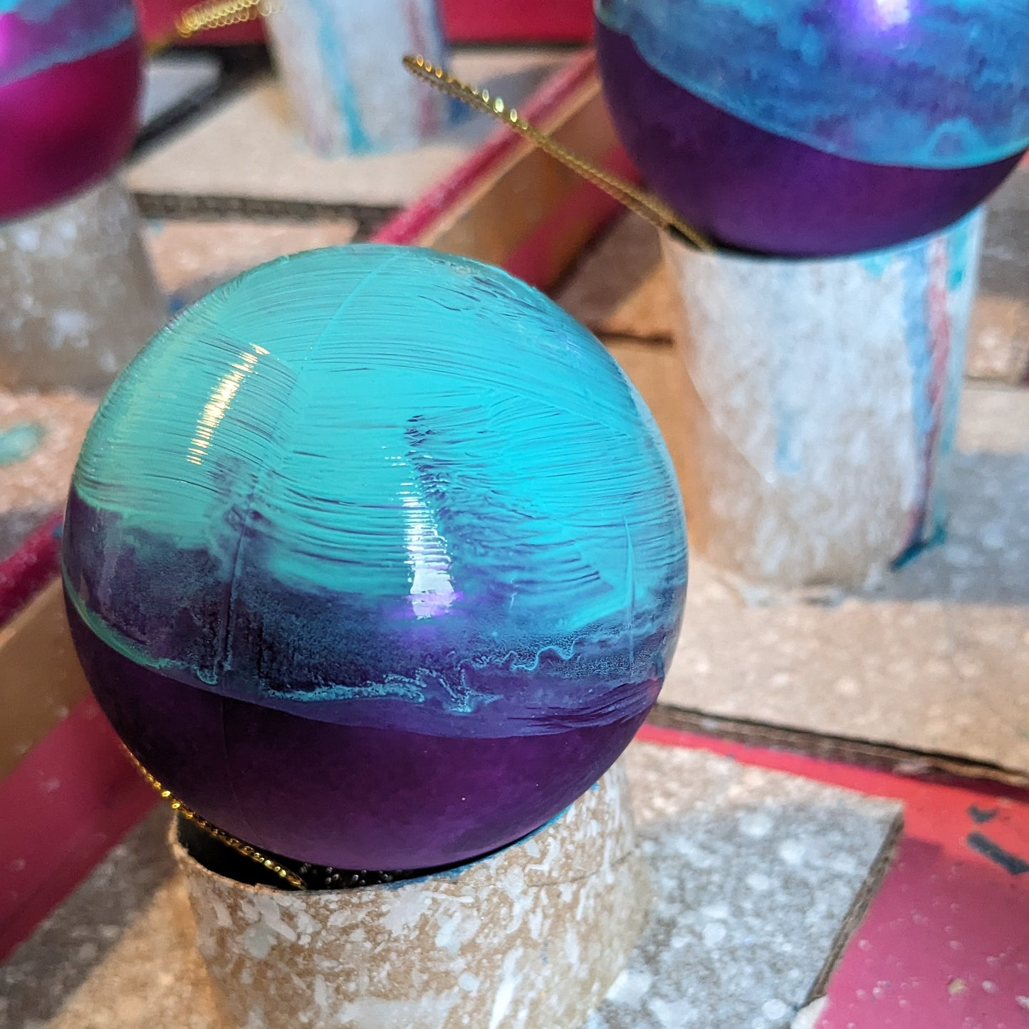 Hand Painted Bauble - Surfer - Purple - Customise Text