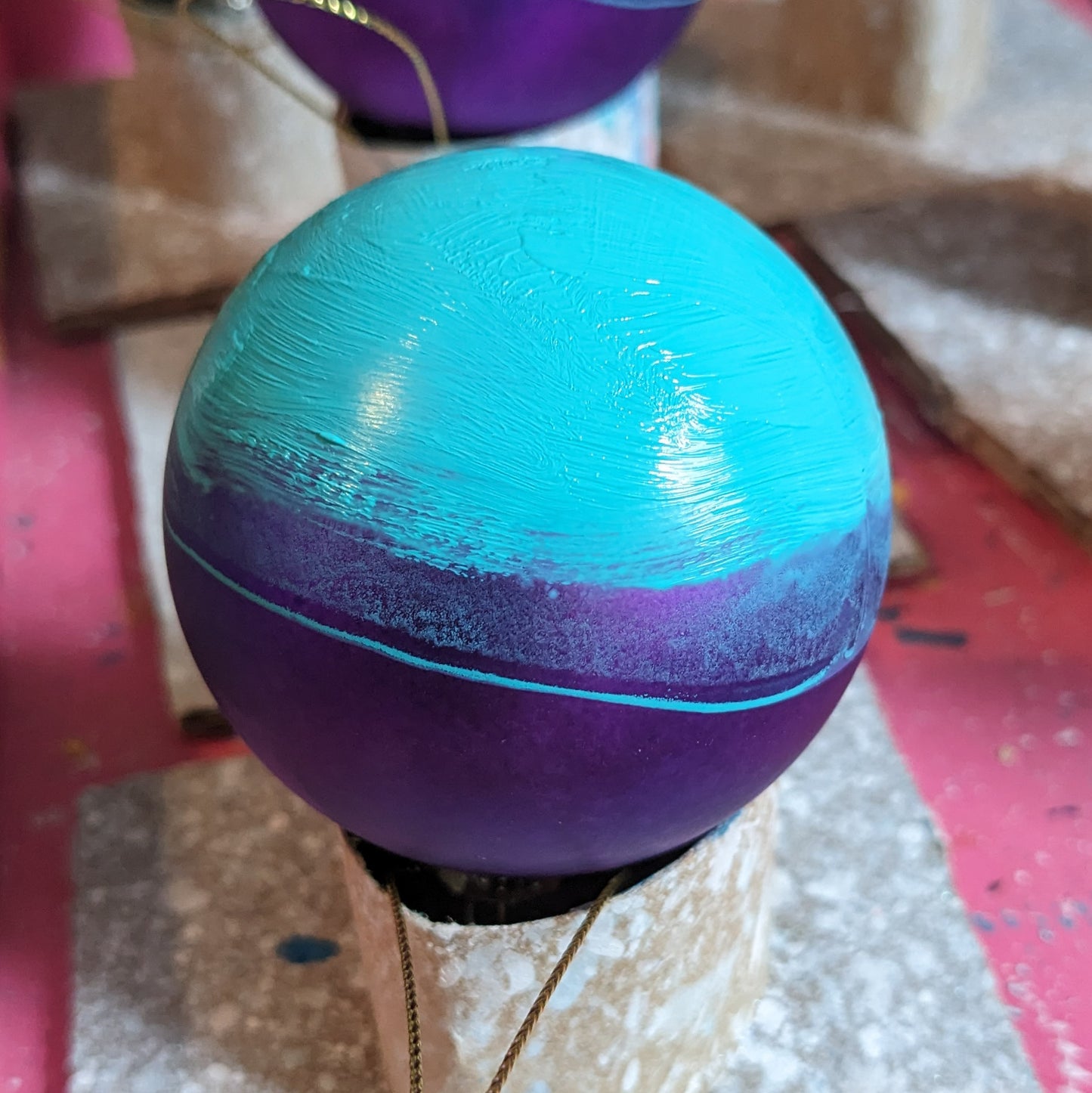 Hand Painted Bauble - Surfer - Purple - Customise Text