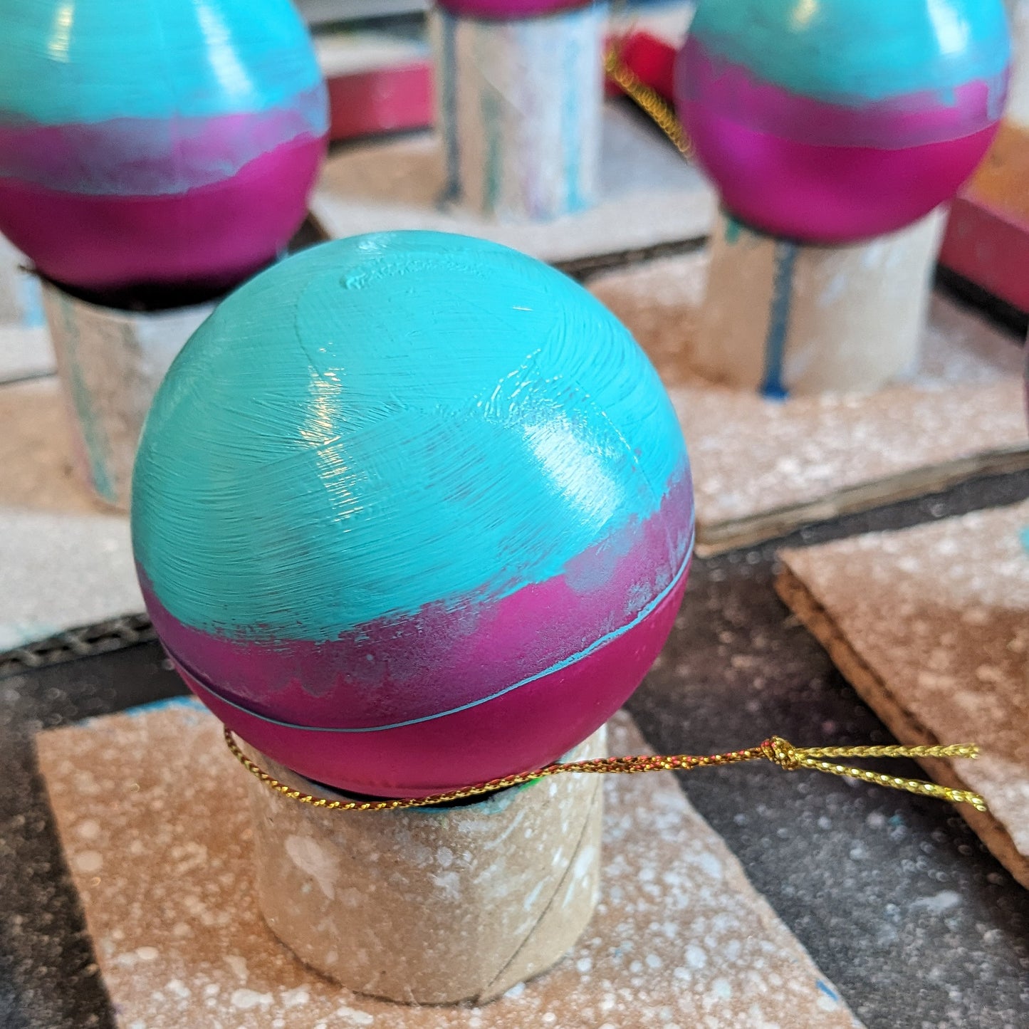 Hand Painted Bauble - Surfer - Pink - Customise Text