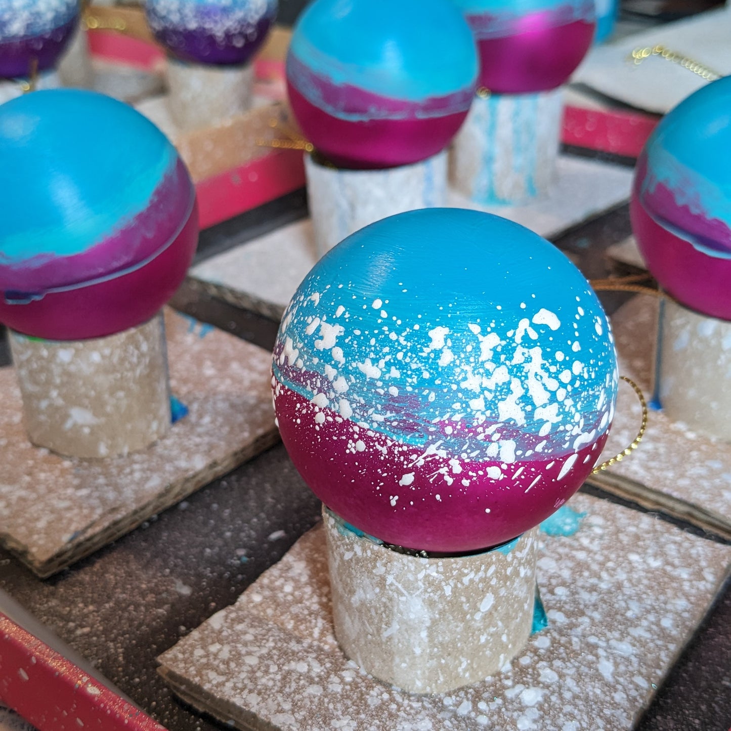 Hand Painted Bauble - Surfer - Pink - Customise Text