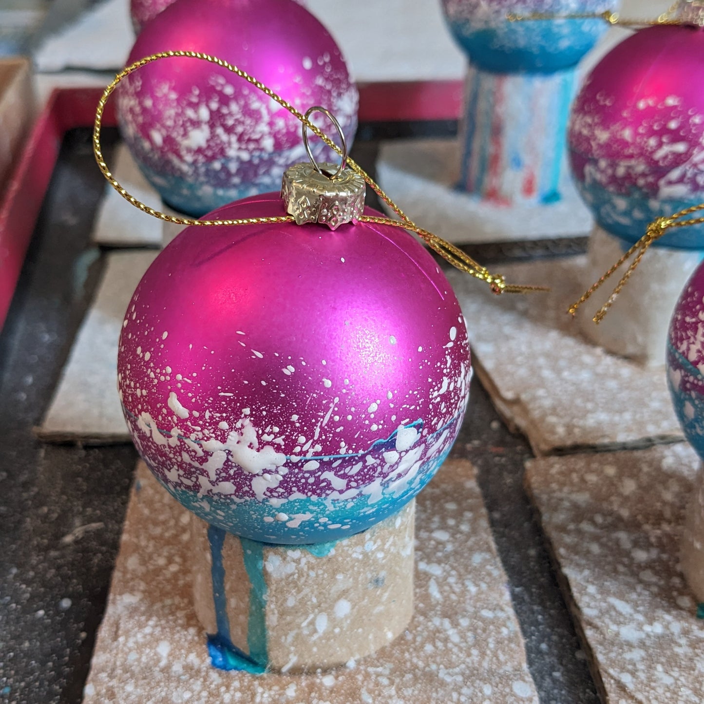 Hand Painted Bauble - Surfer - Pink - Customise Text