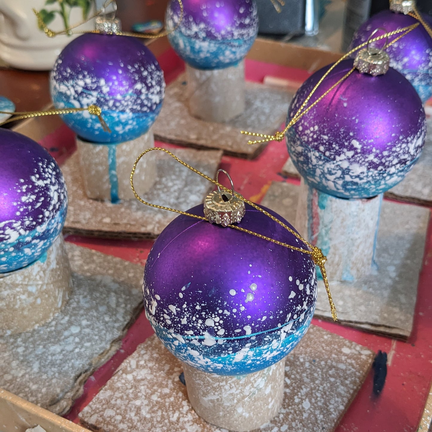 Hand Painted Bauble - Surfer - Purple - Customise Text