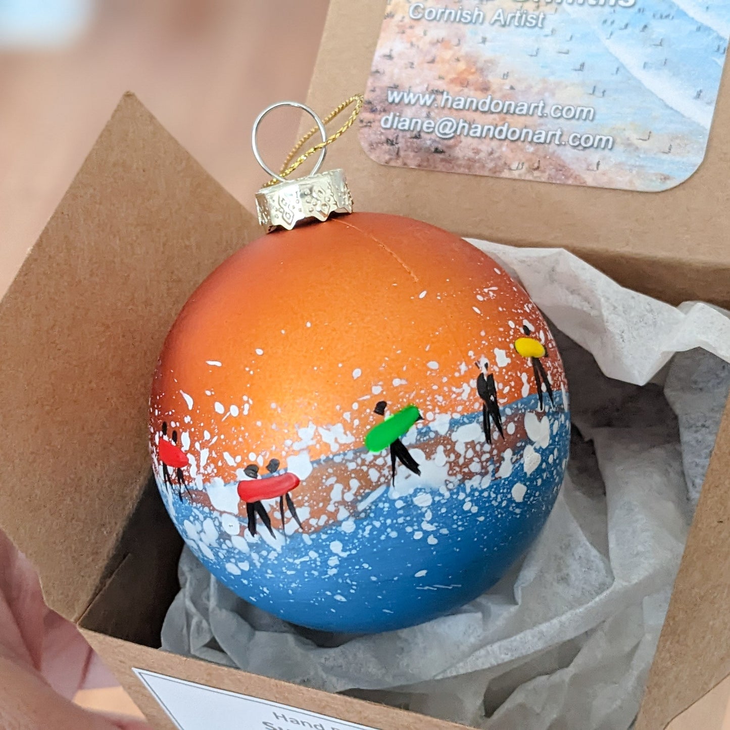 Hand Painted Bauble - Constantine Bay - Choose Colour