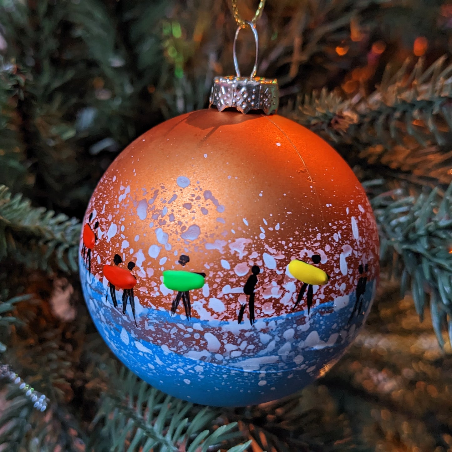 Hand Painted Bauble - Surfer - Lush Bronze - Customise Text