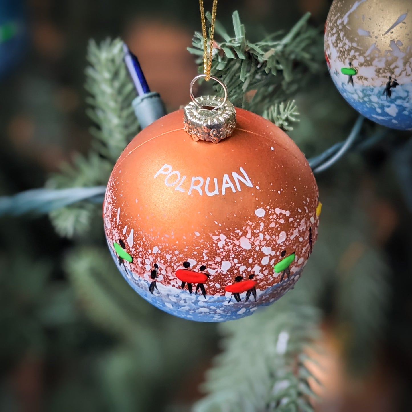 Hand Painted Bauble - Surfer - Lush Bronze - Customise Text