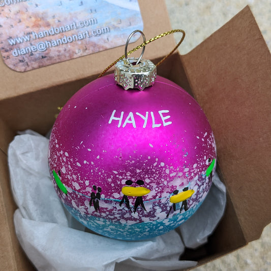 Hand Painted Bauble - Hayle - Choose Colour