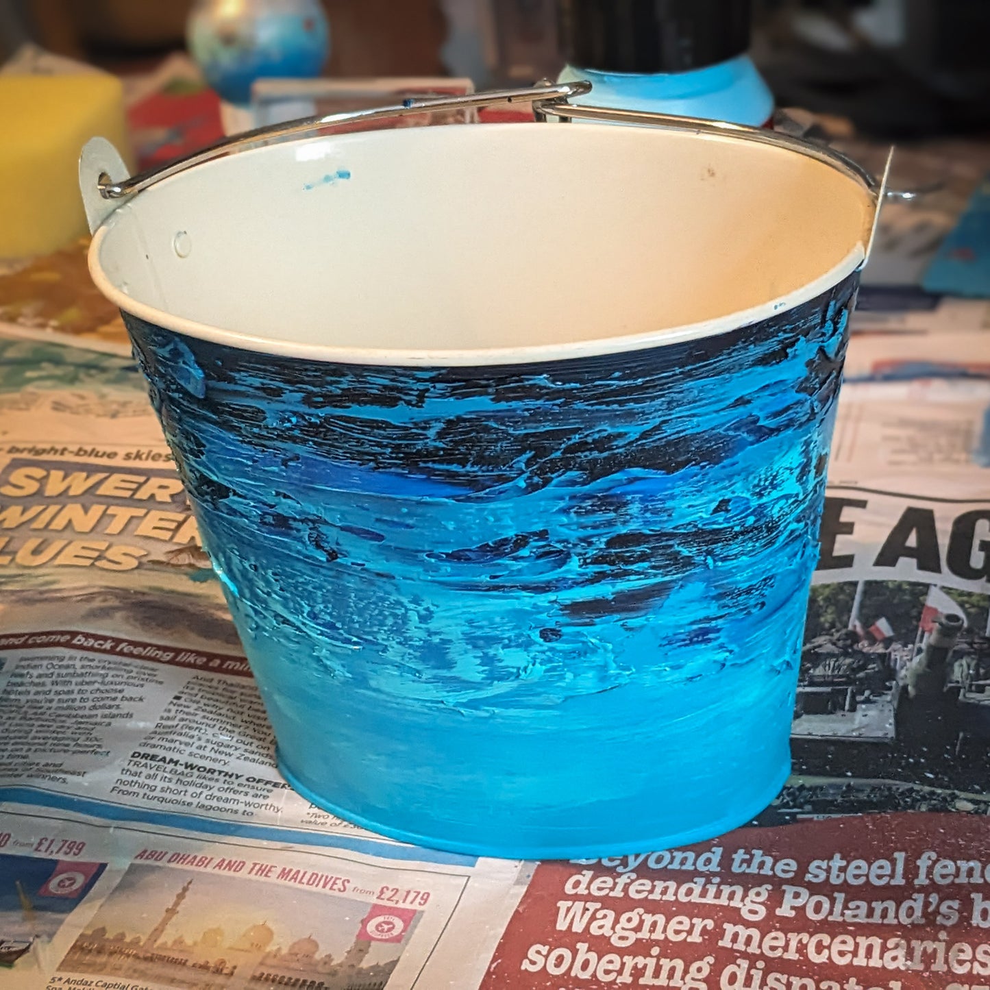 Hand Painted Hanging Bucket 01