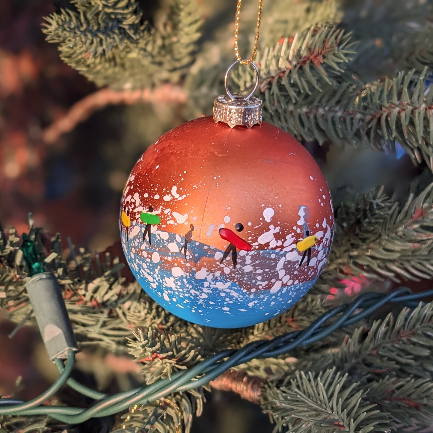 Hand Painted Bauble - Surfer - Lush Bronze - Customise Text