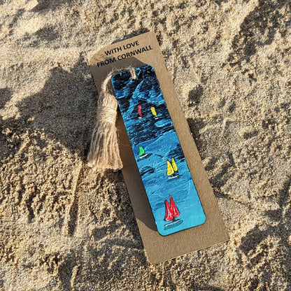Hand Painted Bookmark - Boats - Customise Text