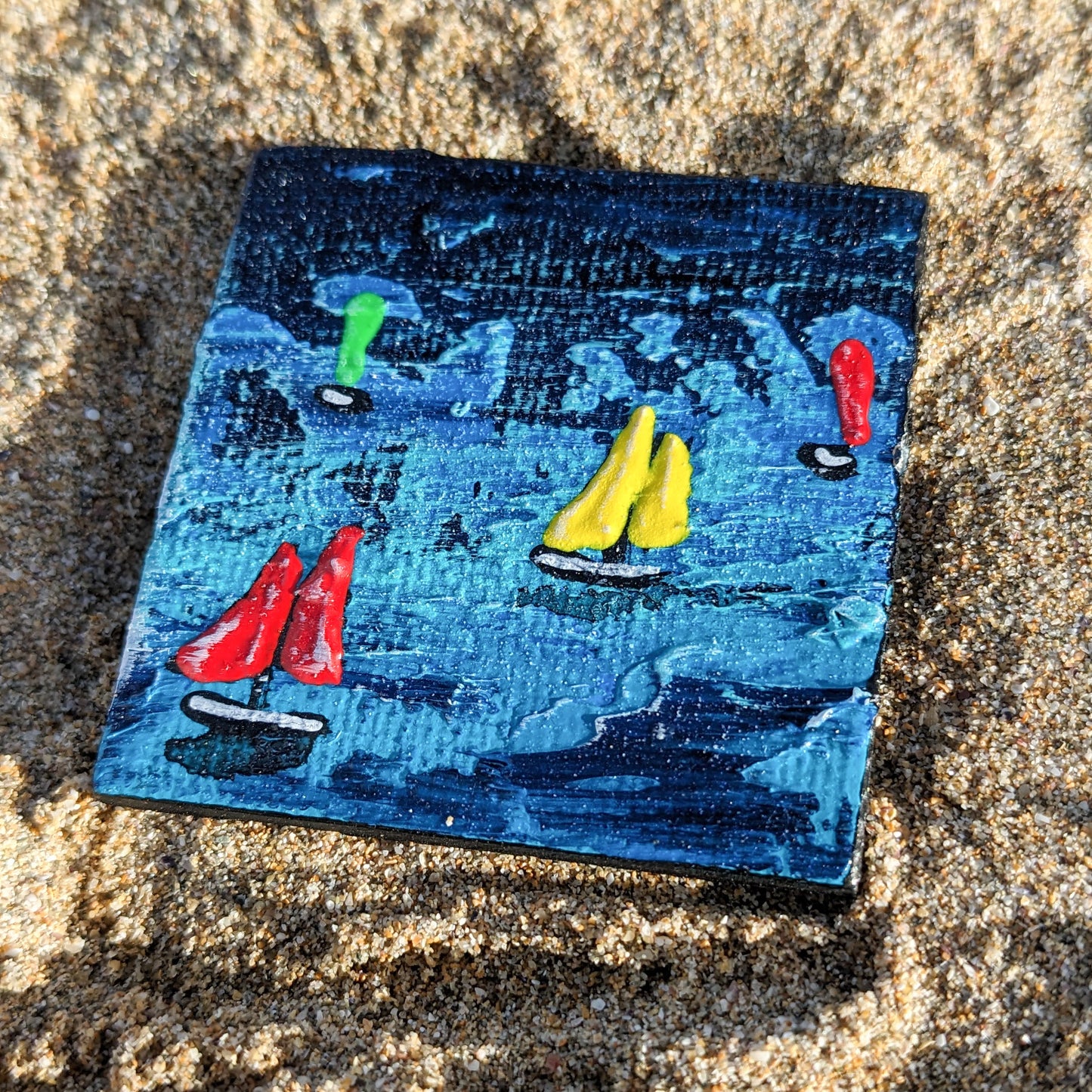 Hand Painted Fridge Magnet - Boats - Customise Text