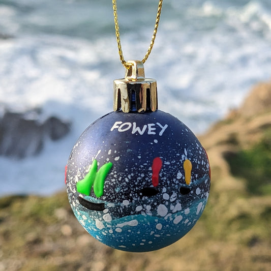 Hand Painted Bauble Small Boats - Fowey