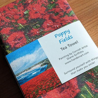 Poppy Fields looking towards Crantock Tea Towel