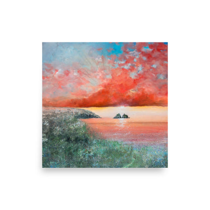 Holywell Bay Sunset Art Print
