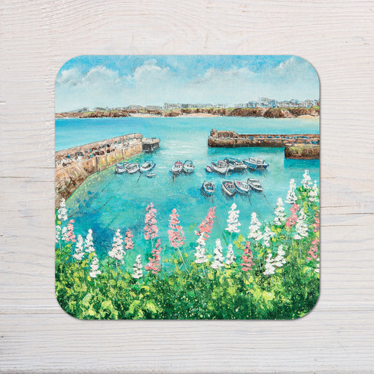 Newquay Harbour Flowers Coaster