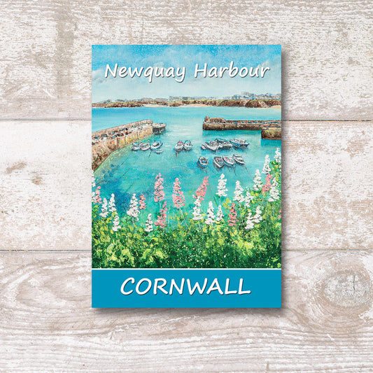 Newquay Harbour Flowers Postcard