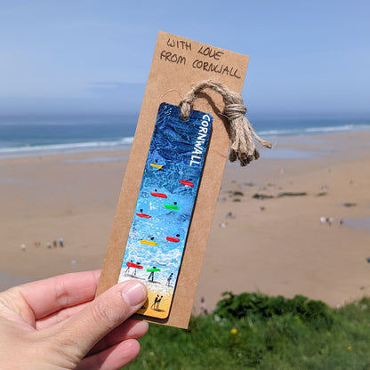 Hand Painted Bookmark - Surfers Blue - Customise Text