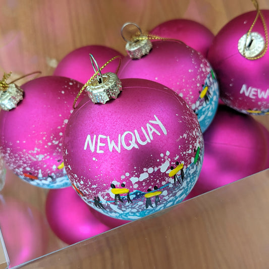Hand Painted Bauble - Shocking Pink - Customise Text
