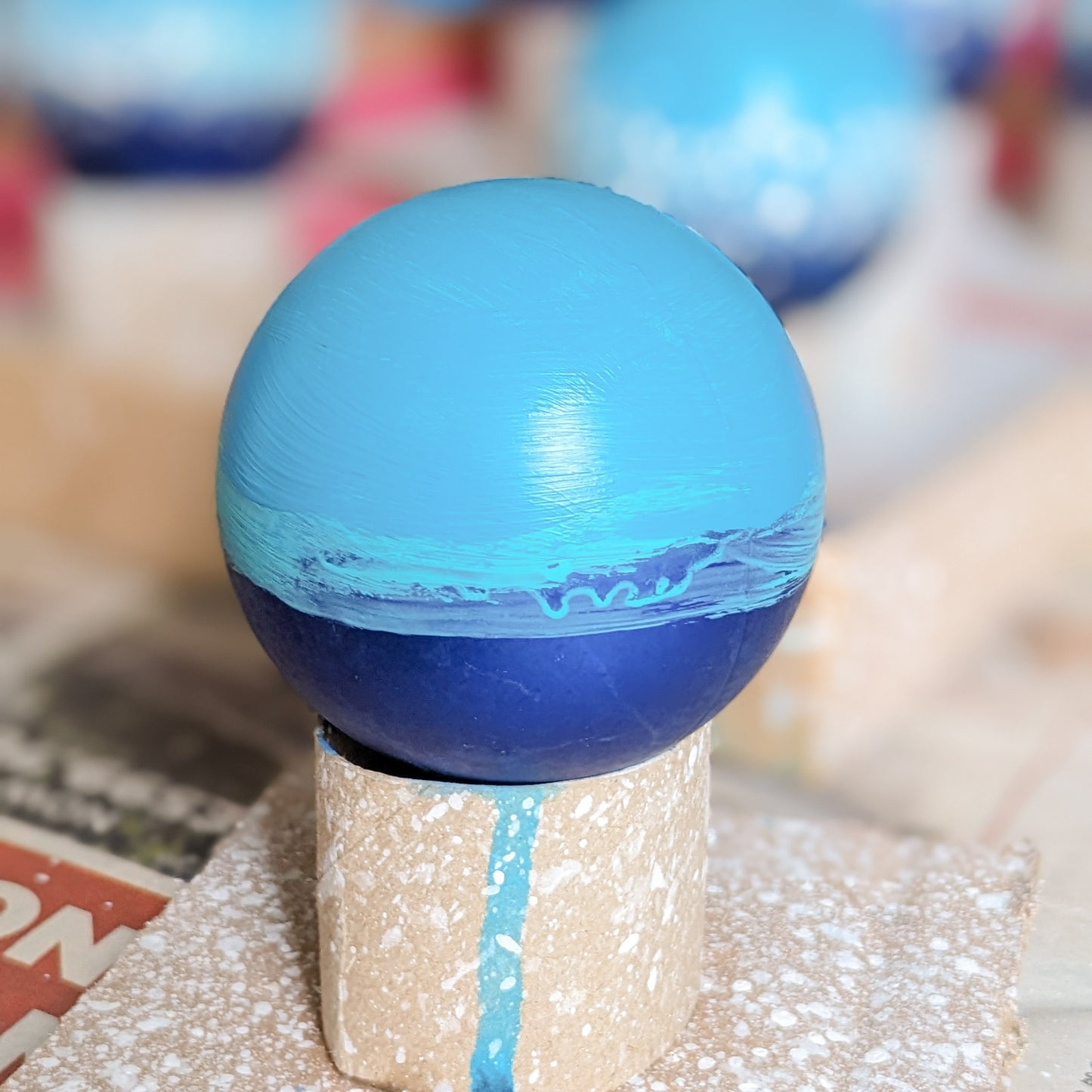 Hand Painted Bauble - Surfer - Dark Blue - Customise Text