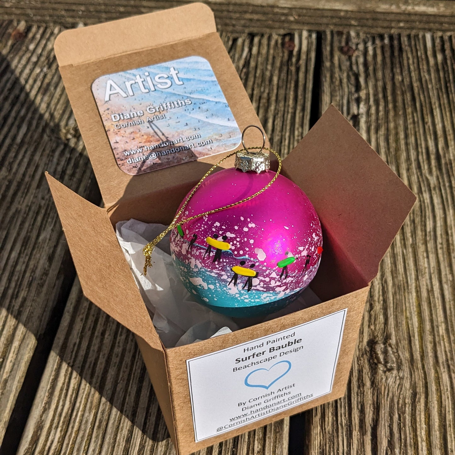 Hand Painted Bauble - Hayle - Choose Colour