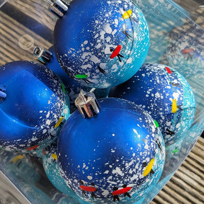 Hand Painted Bauble - Surfer - Dark Blue - Customise Text