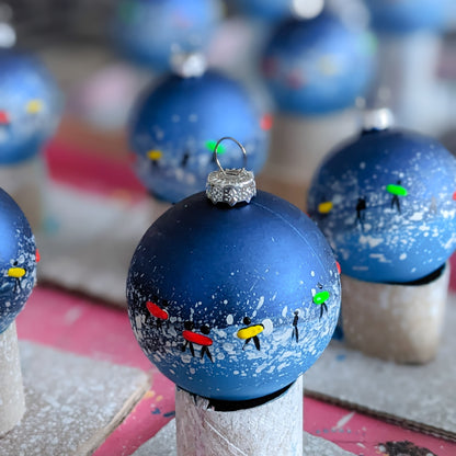 Hand Painted Bauble - Surfer - Dark Blue - Customise Text