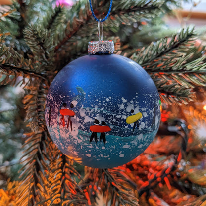 Hand Painted Bauble - Surfer - Dark Blue - Customise Text
