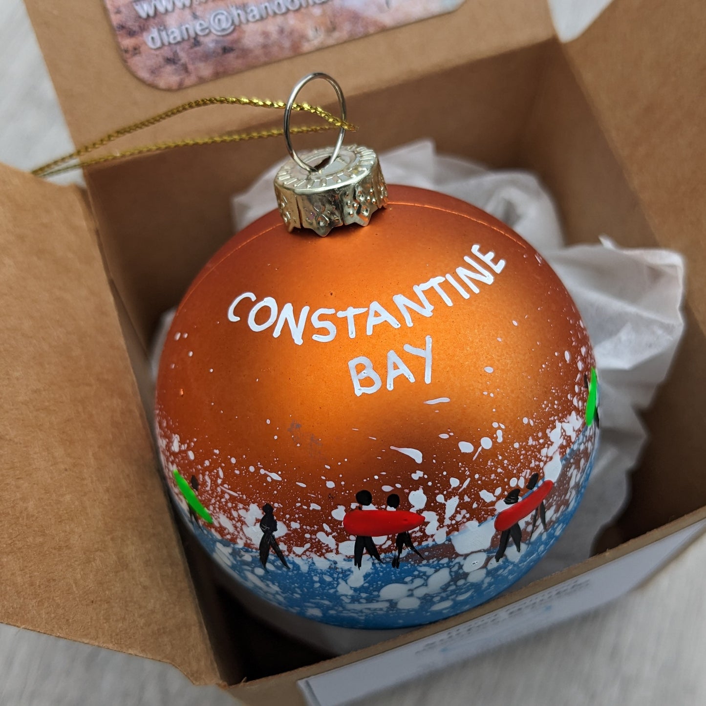 Hand Painted Bauble - Constantine Bay - Choose Colour