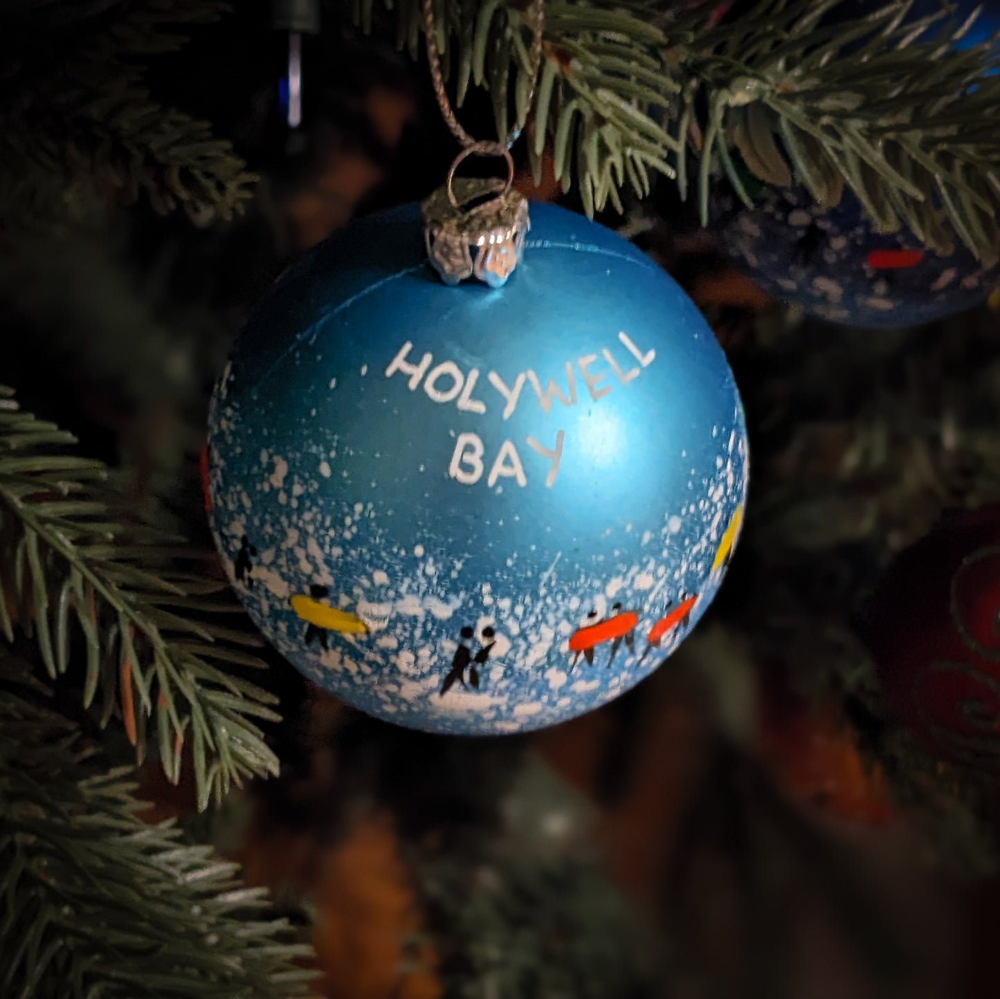 Hand Painted Bauble - Holywell Bay - Choose Colour