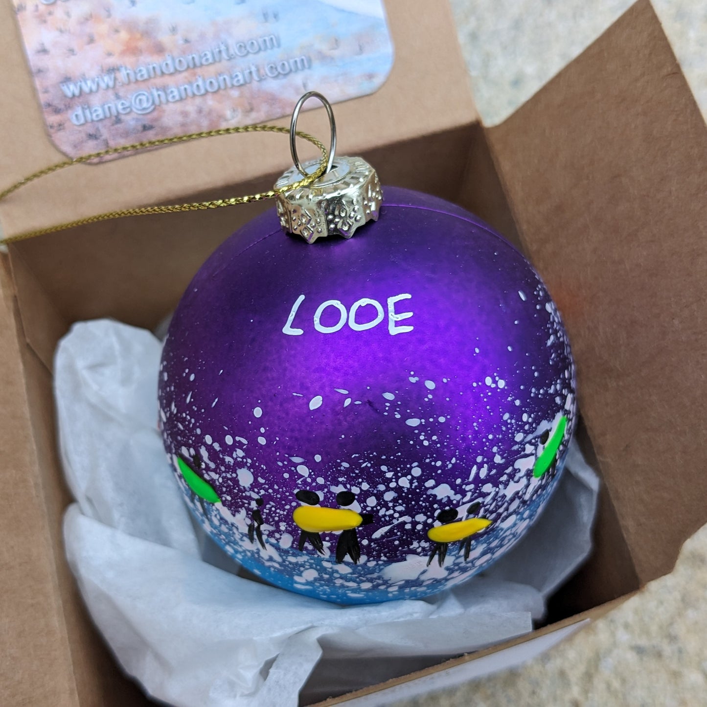 Hand Painted Bauble - Looe - Choose Colour