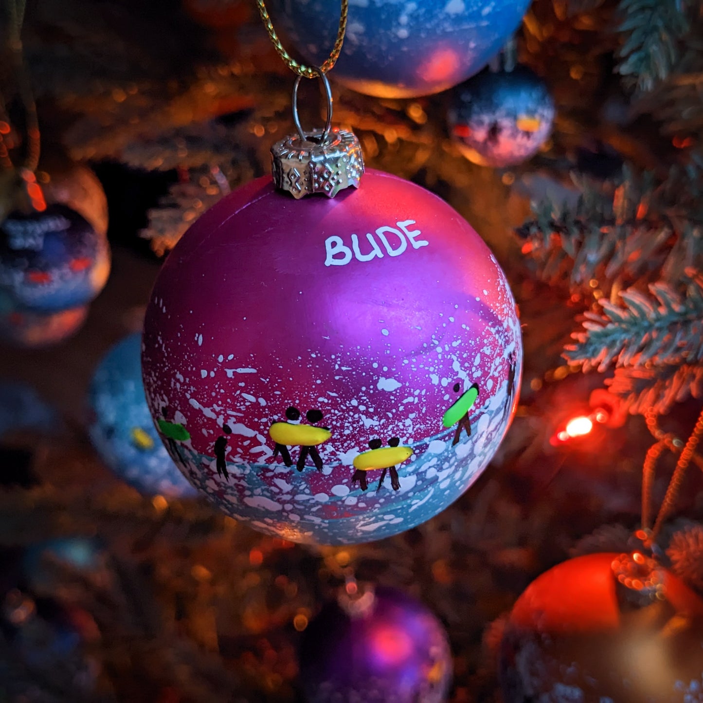 Hand Painted Bauble - Bude - Choose Colour