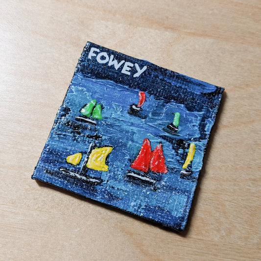 Hand Painted Fridge Magnet - Boats - Fowey