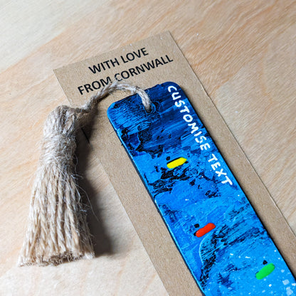 Hand Painted Bookmark - Surfers Blue - Customise Text