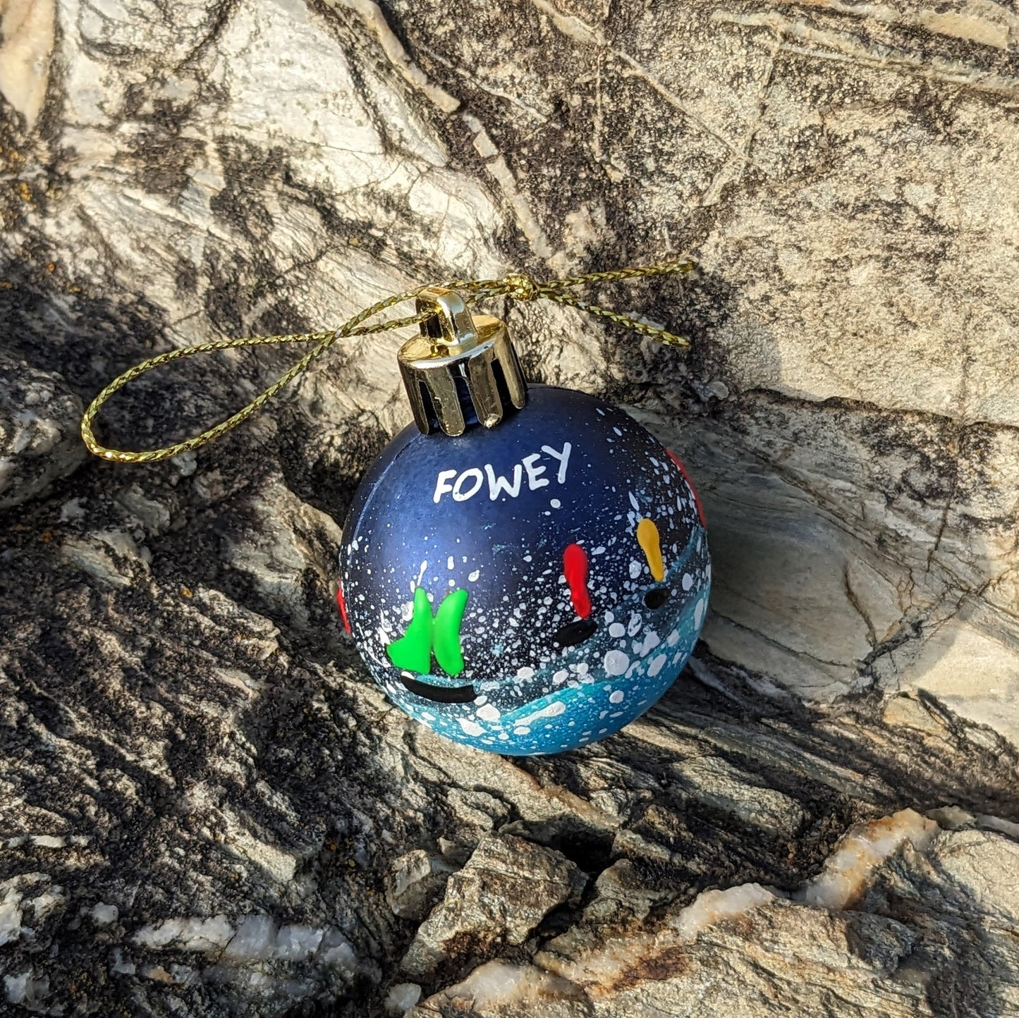 Hand Painted Bauble Small Boats - Fowey