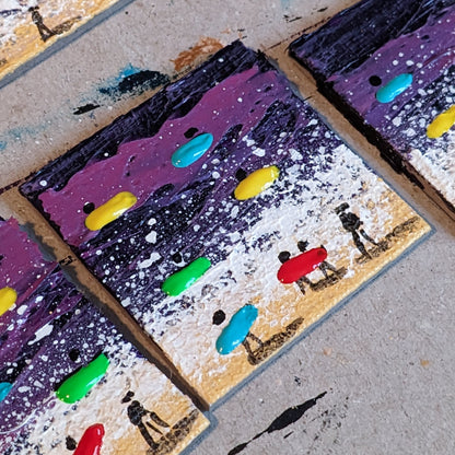 Hand Painted Fridge Magnet - Surfers Purple - Customise Text