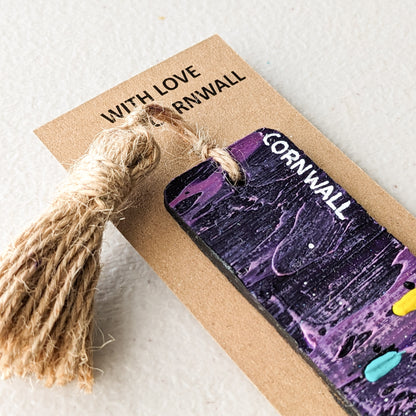 Hand Painted Bookmark - Surfers Purple - Customise Text