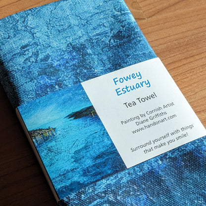 Fowey Evening Estuary Tea Towel